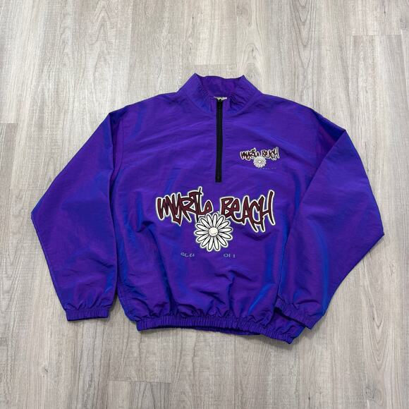 Vintage Myrtle Beach Windbreaker Jacket Men's XL Purple 90s Surf Style Surfing - Picture 1 of 8